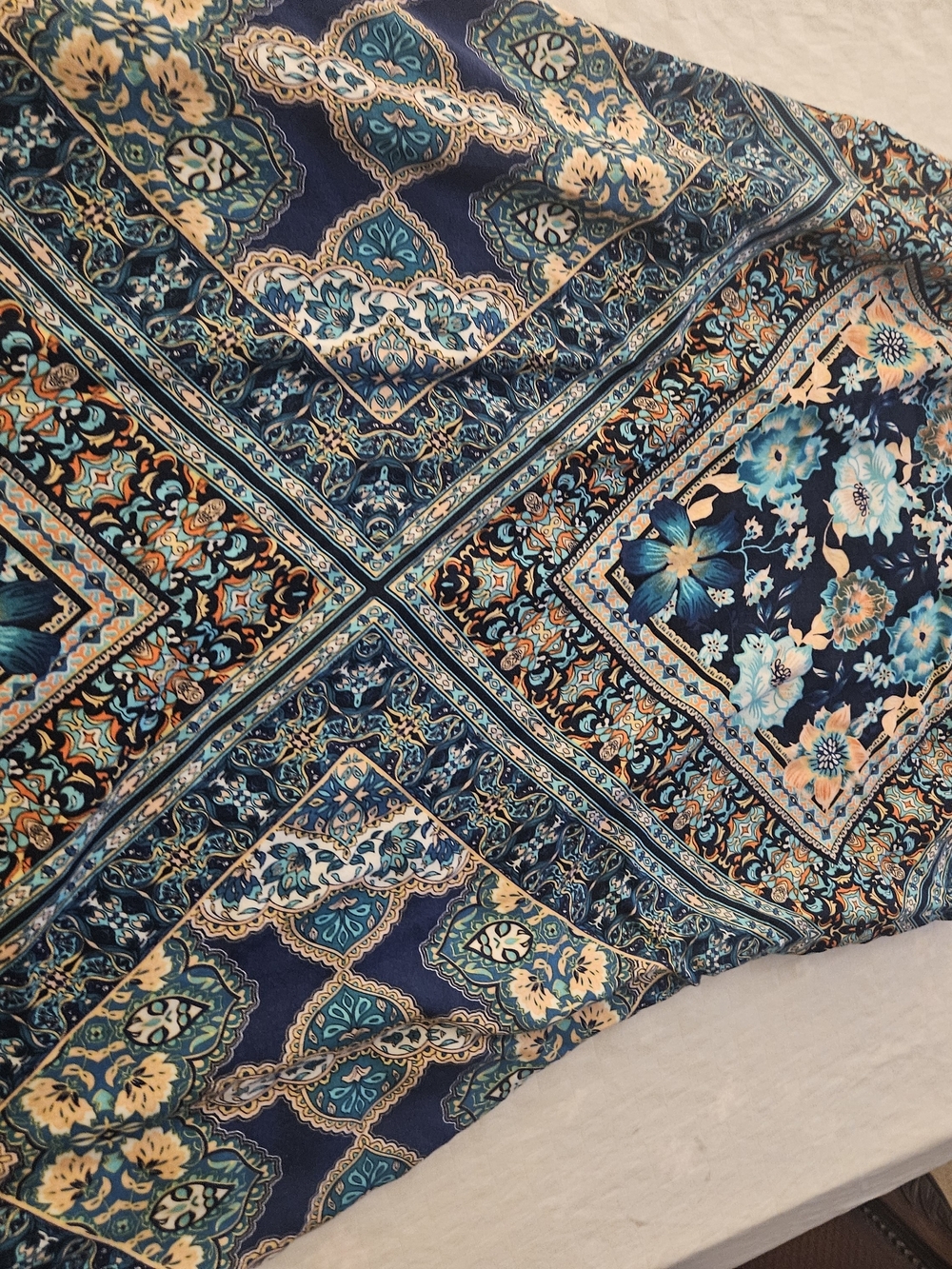 Floral Patchwork Maurices Dress- Blue & Teal, Sleeveless